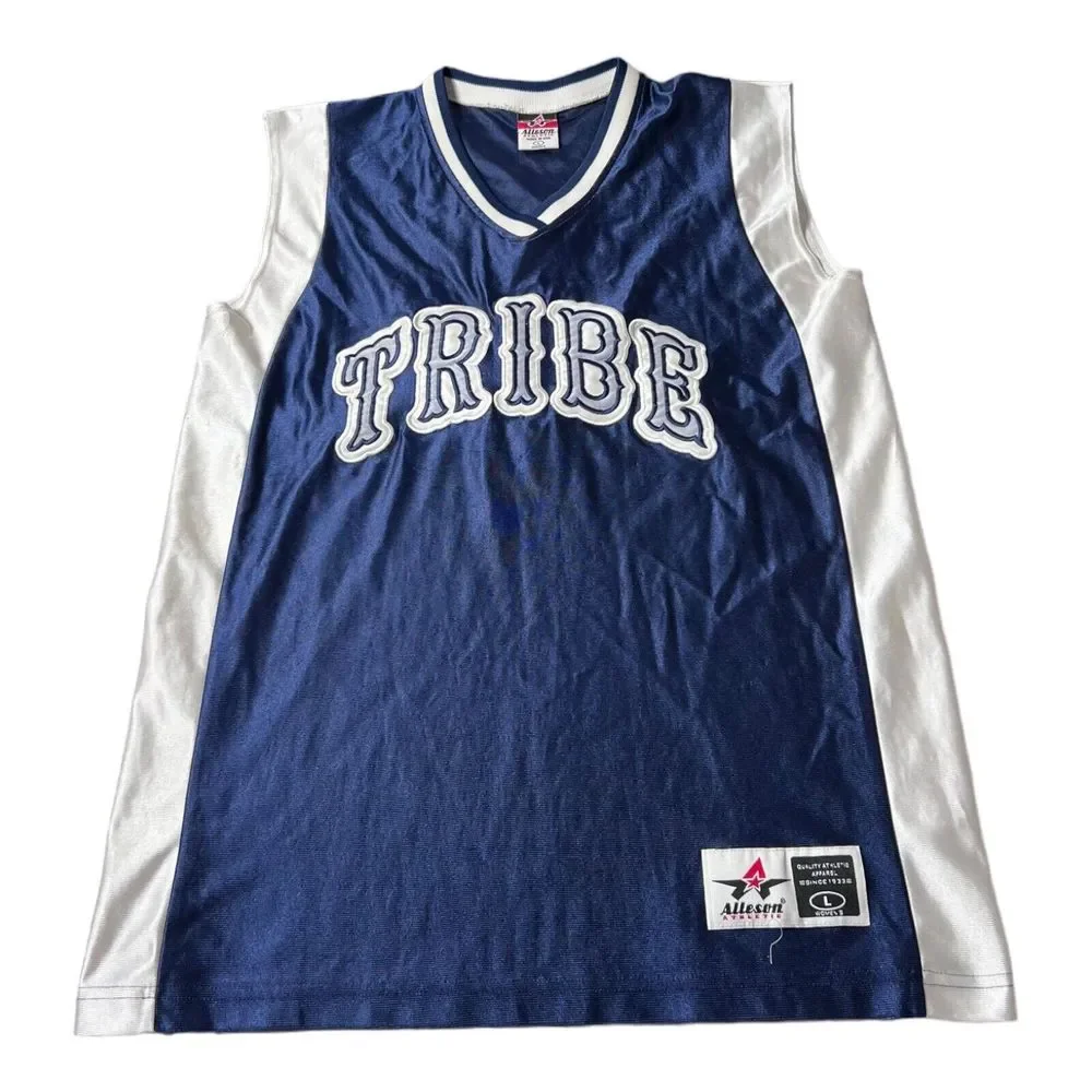 Alleson Athletic Tribe Dark Blue Basketball Jersey #5 Women’s Size L, USA Made.